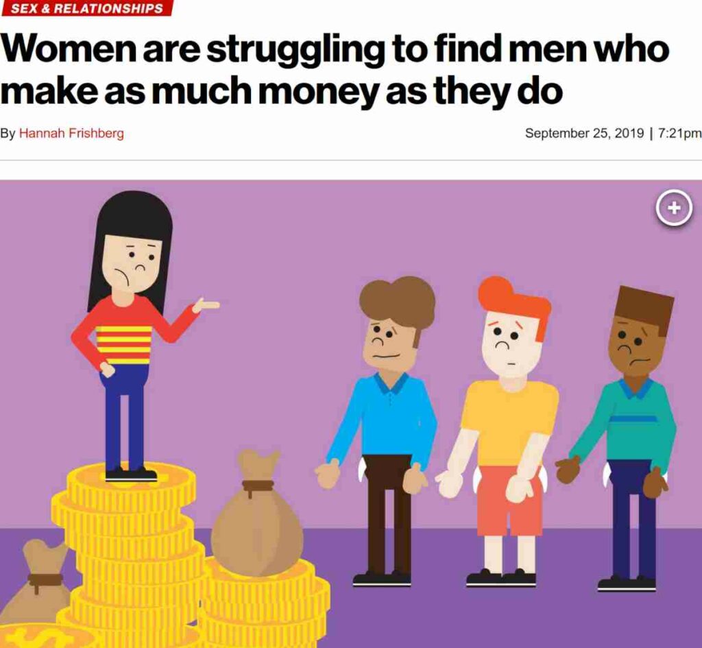 Les femmes peinent à trouver des hommes qui gagnent autant qu’elles