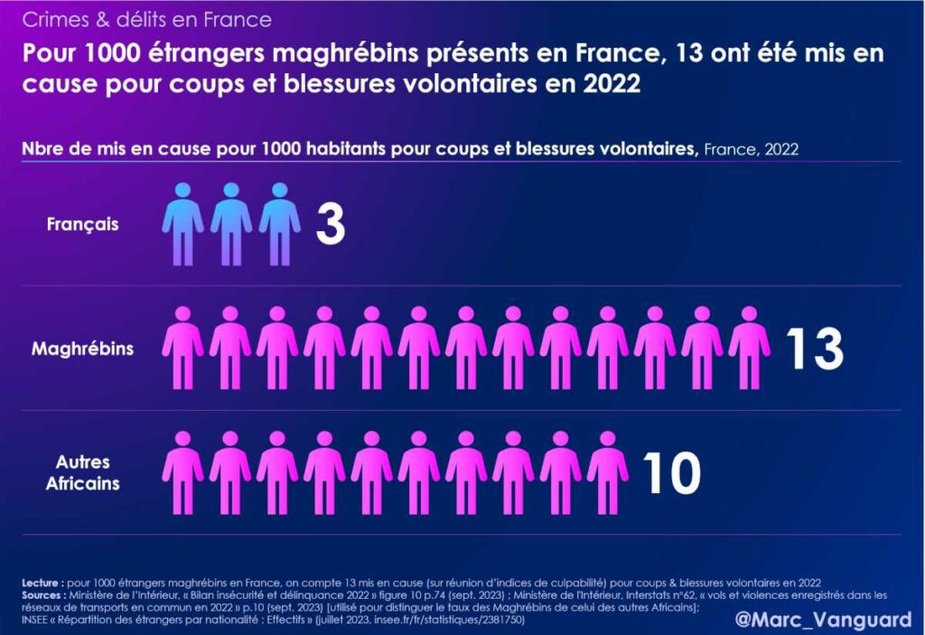 Les populations immigrées d'origine extra-européenne sont surreprésentées dans les crimes et délit