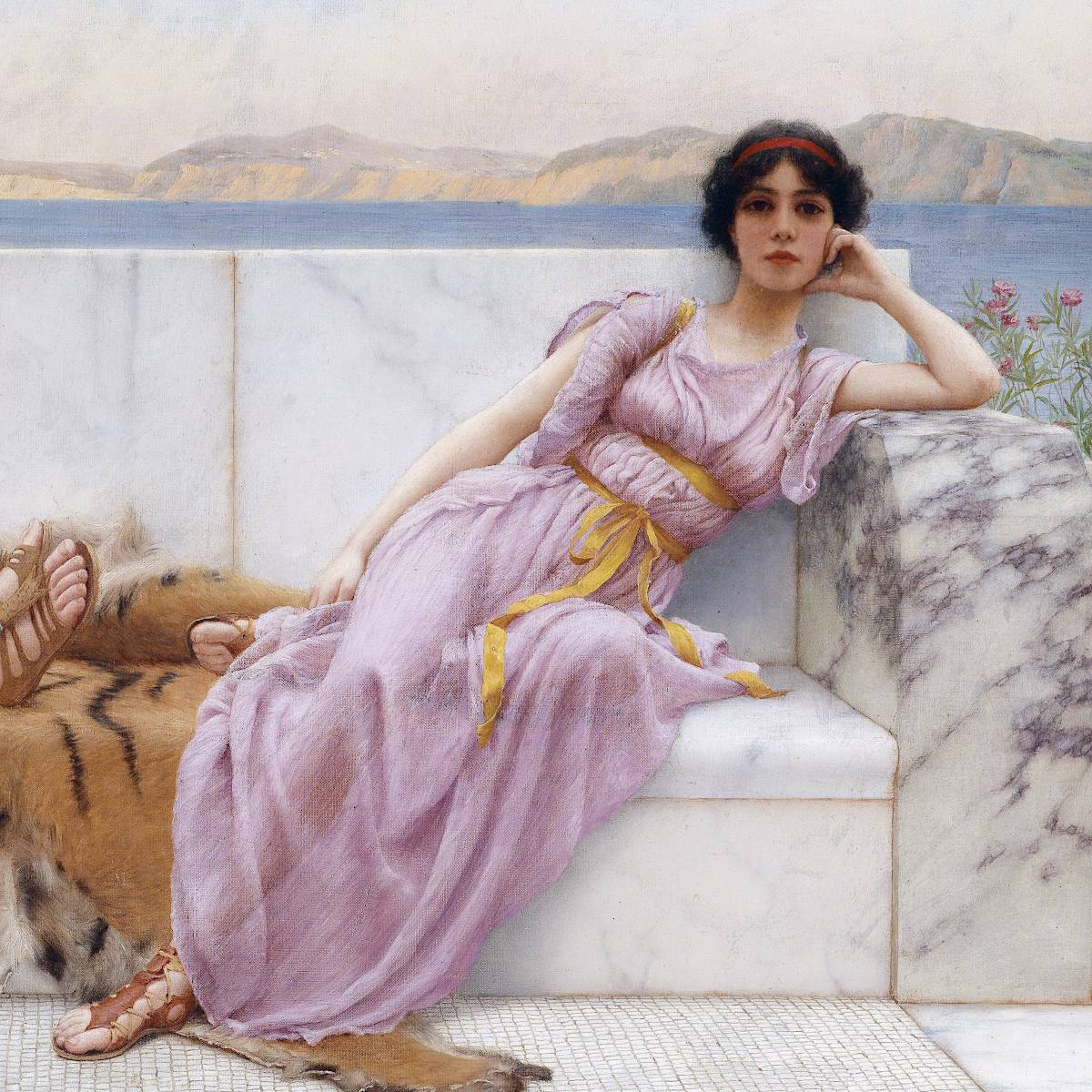 Quatre-vingt et dix huit ans, par John William Godward, détail