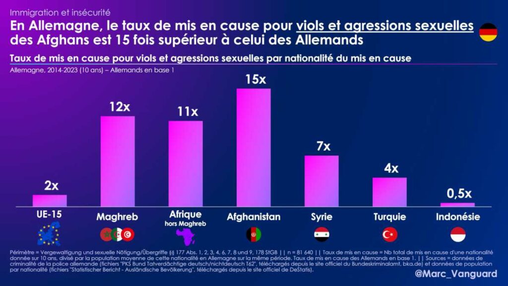 En Allemagne, le taux de mis en cause pour viols et agressions sexuelles des Afghans est 15 fois supérieur à celui des Allemands