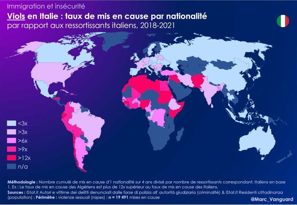 Viols en Italie : carte des taux de mis en cause par nationalité