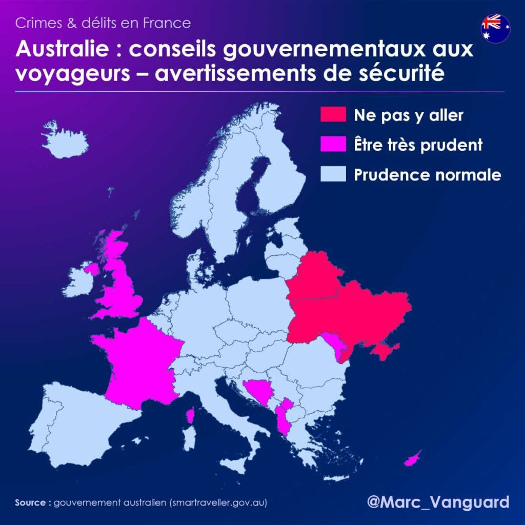 L'Australie conseille d'être très prudent lors des voyages en France